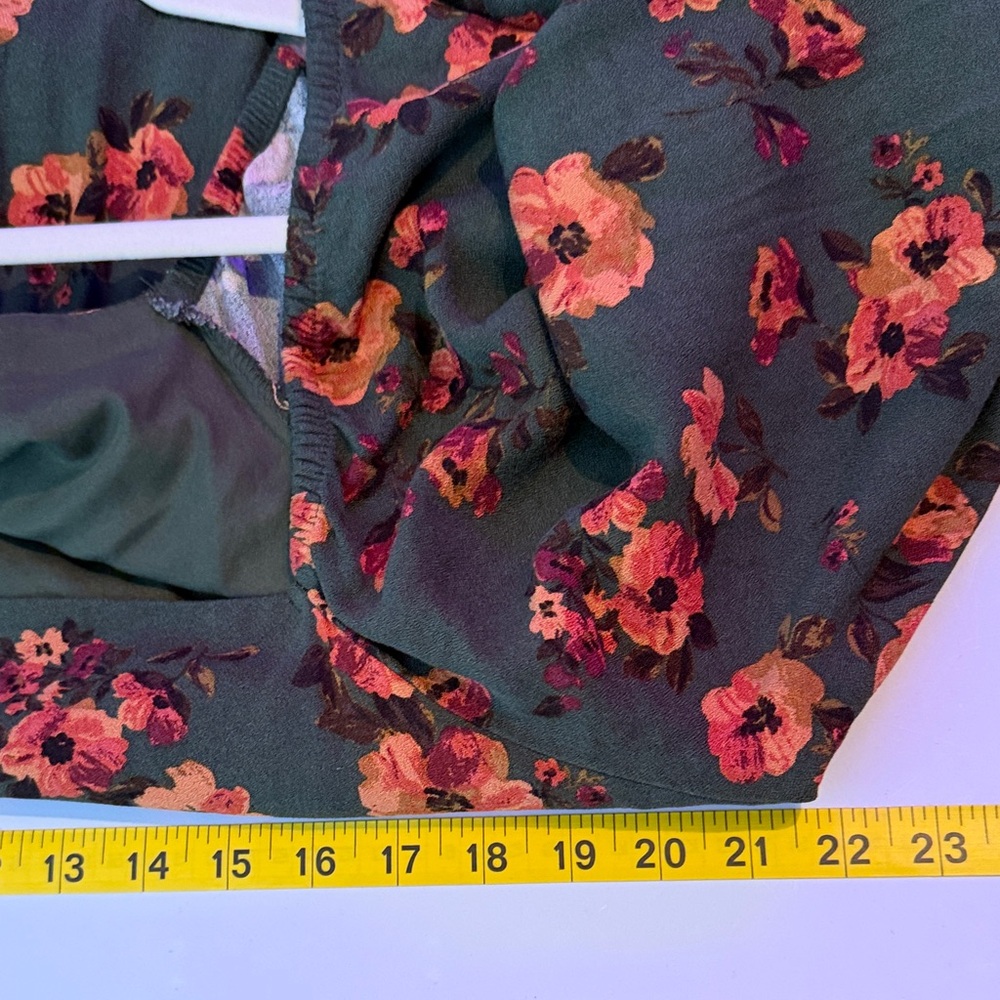 Time and Tru Green Floral Square Neck Midi Dress With Pockets Size XXL - Picture 13 of 16